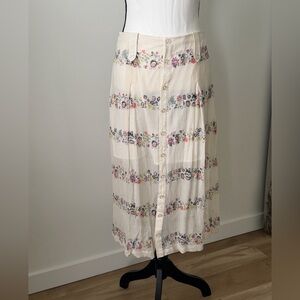 Charlotte Ronson Cream Floral Midi Skirt